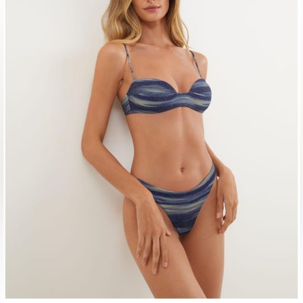 Vix Paula Hermanny Firenze‎ Bikini Set Metallic Lurex Moonlight Blue Amelia NWT